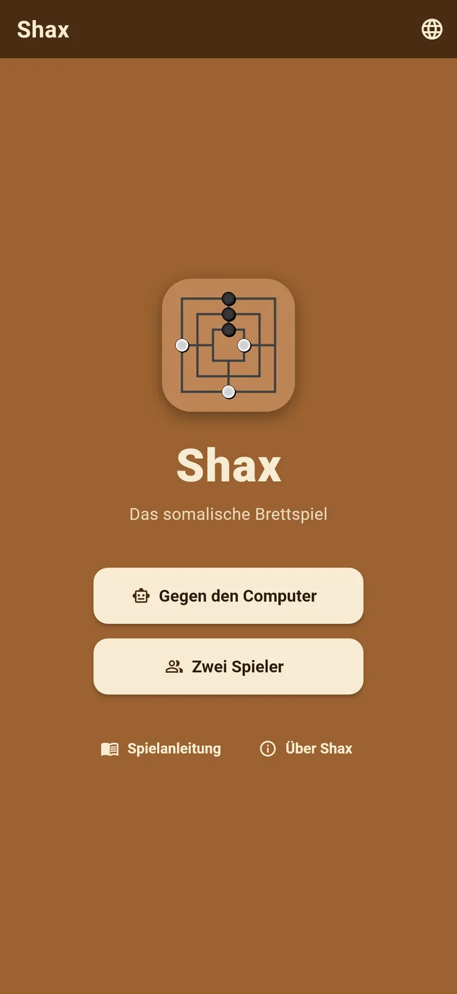 Das Hauptmenü von Shax